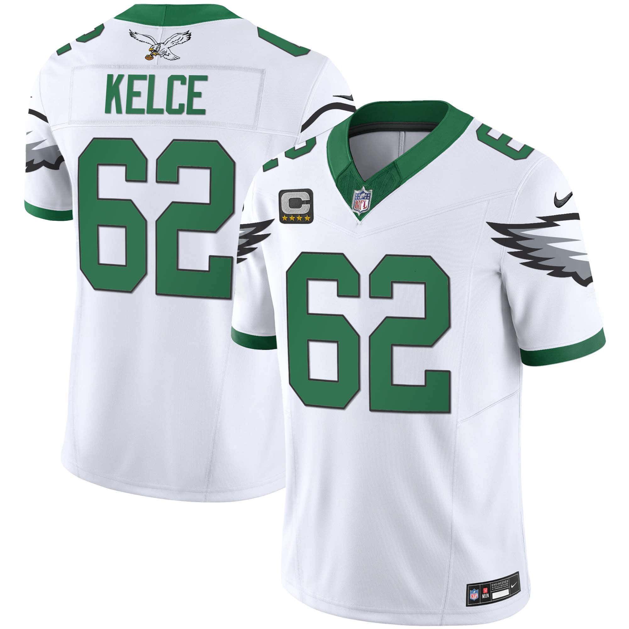 Men Philadelphia Eagles #62 Kelce White 2024 Nike Vapor Limited NFL Jersey